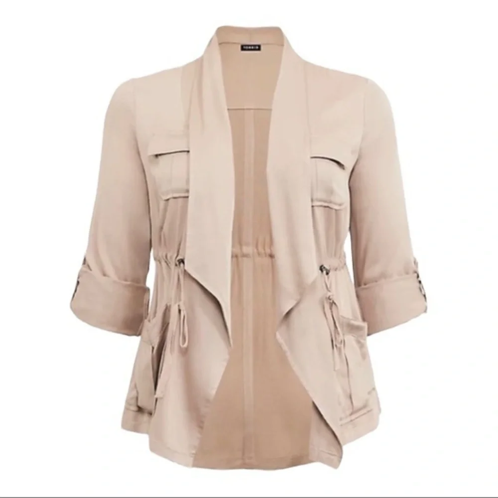 TORRID TAN TWILL DRAPE ANORAK - Picture 1 of 9